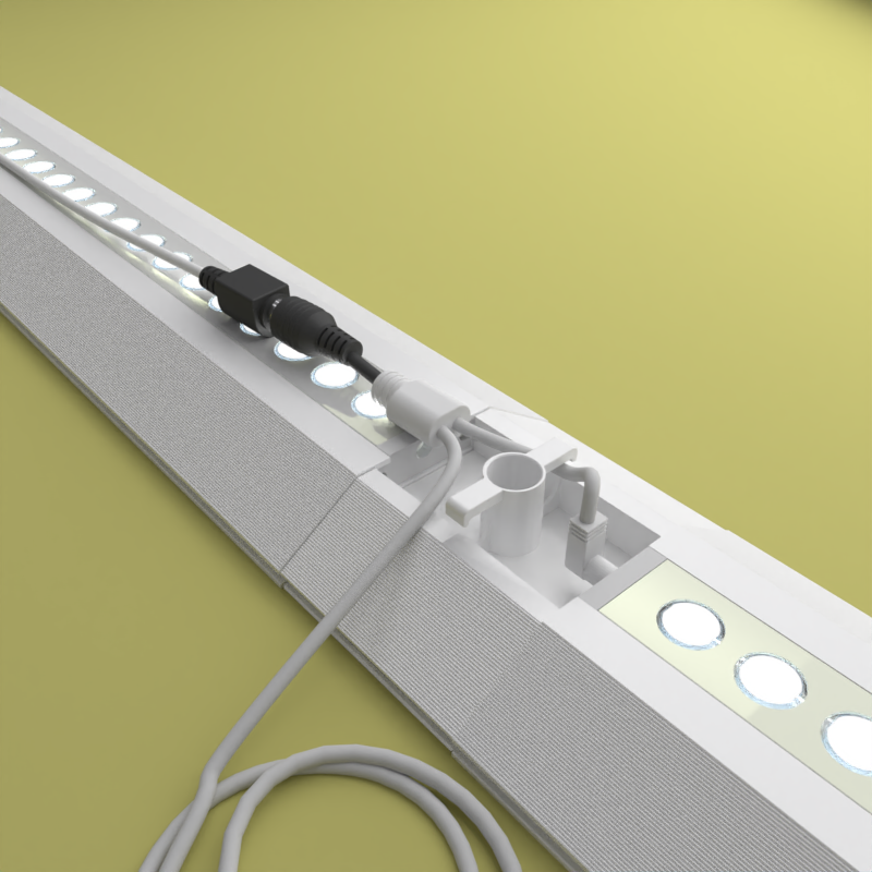 Verbindungskabel an Profil LED verbunden auf gelbem Boden