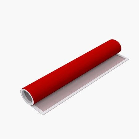 Eingerolltes Textil in rot auf weißem Hintergrund