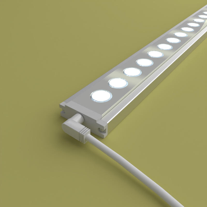 PIXLIP GO LED leuchtend mit Kabel angeschlossen auf gelbem Boden