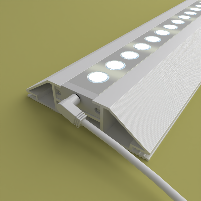 PIXLIP GO LED Profil an Kabel mit Licht auf gelbem Boden